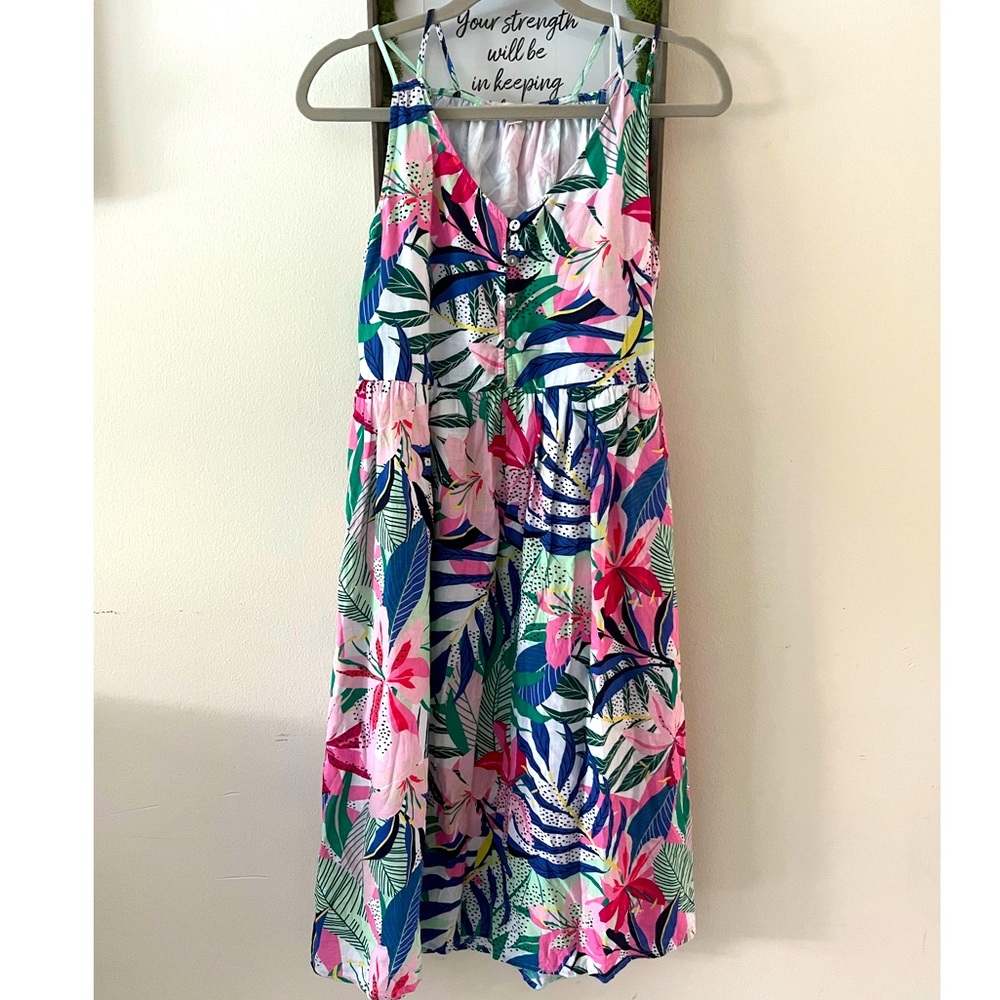 Loft Palm Double Strap Midi Dress
